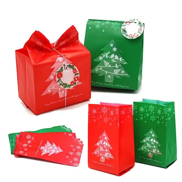 Weihnachtsgeschenktüten für Weihnachtssüßigkeiten, Kekse, mattierte Weihnachtsgeschenke, Geschenktüten, rot, grün, Weihnachtsgeschenkpapier 829