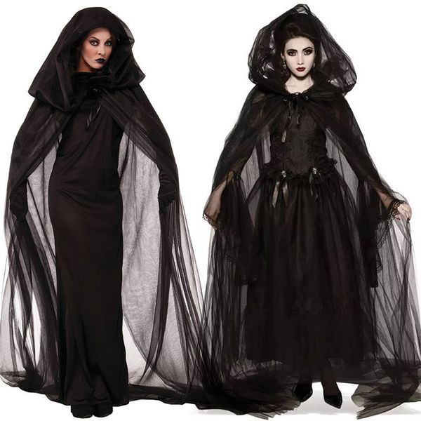 Городские сексуальные платья ужасы косплей ведьма Женщины Страшные Зомби Хэллоуин карнавальный костюм жуткий призрак средневековый капюшон День мертвых L230829