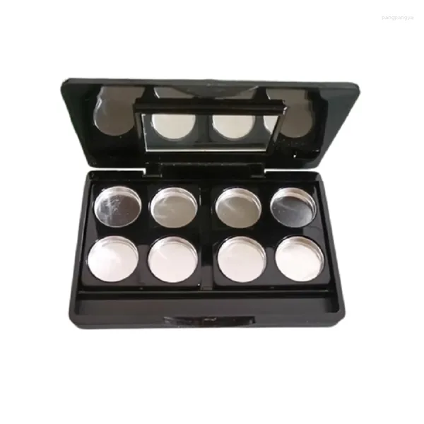 Garrafas de armazenamento 8 grades cores pelette batom caso preto vazio sombra caixa blush compacto pó cosmético imprensa recipiente com espelho