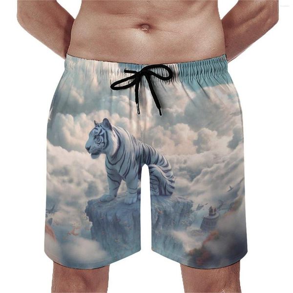 Herren Shorts Board Tiger Cute Beach Trunks 3D Animal Cinematic Atemberaubende Männer Quick Dry Running Surf Trendy Oversize Short Pants