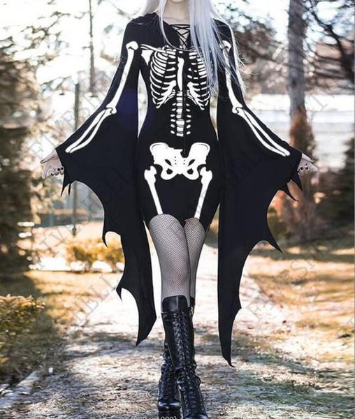 Costume a tema Costumi di Halloween per donna Abito cosplay gotico medievale Costume da elfo della foresta Costume da folletto Nero Aderente Mini fasciatura Ala di pipistrello Disfraz 230829