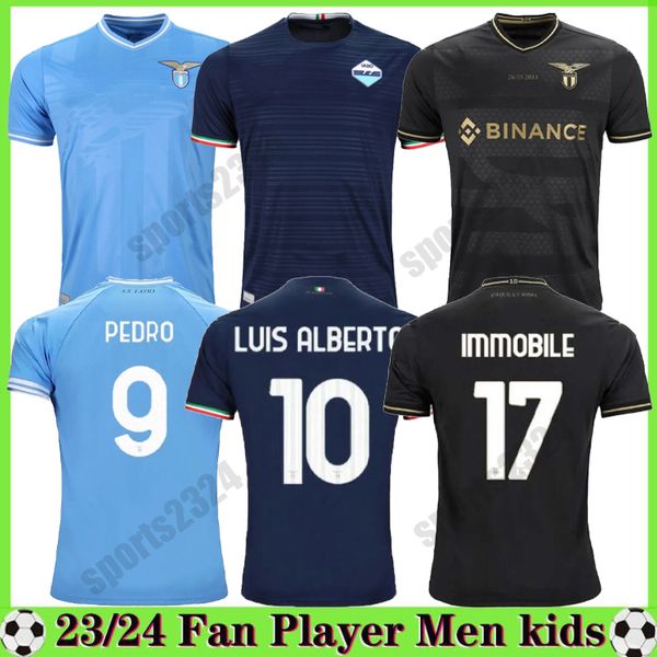 23 24 Maglia da calcio Lazio 2023 2024 Maglia da calcio anniversario Lazio PEDRO Nero LUIS ALBERTO IMMOBILE SERGEJ Uomo LAZ kit Uniforme maglia da calcio