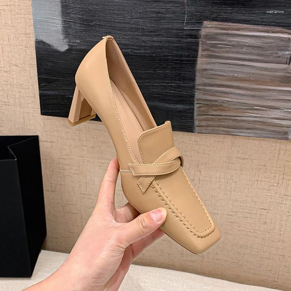 Scarpe eleganti Heihaian Versione della Corea del Sud dei tacchi alti da donna 2023 Primavera Albicocca Quadrata Confortevole Buona collocazione Singola