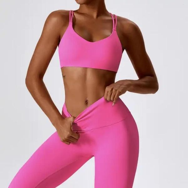 Conjuntos ativos usam sutiã de yoga e calças leggings conjunto para mulher sexy treino esporte treinamento amanteigado macio shorts sem costas esportes