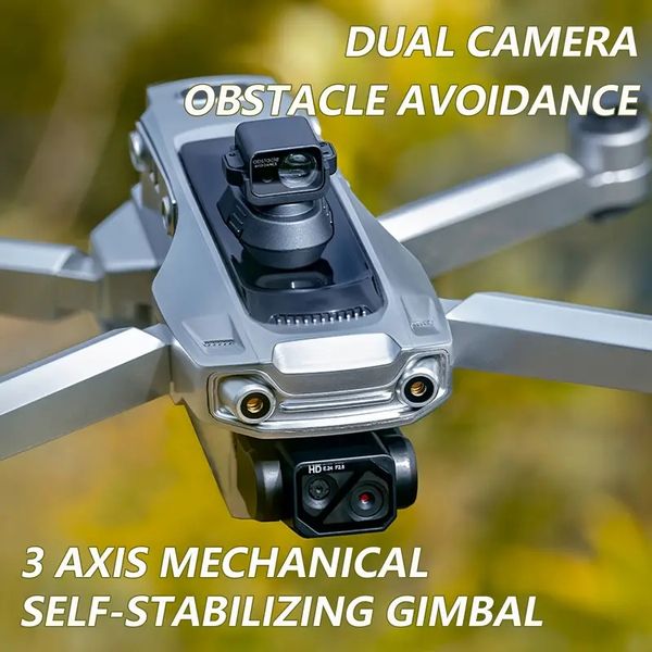 Drone con doppia fotocamera con evitamento degli ostacoli a 360', trasmissione di immagini ad alta velocità, visione notturna, telecomando, gimbal a 3 assi, fotografia di gesti