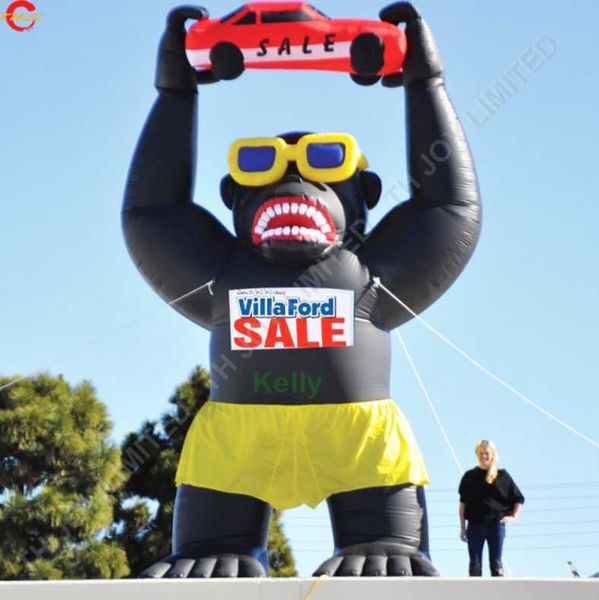 vendita all'ingrosso Attività all'aperto Pubblicità mascotte decorazione cartone animato scimmia Modello gonfiabile gigante di gorilla con stampa
