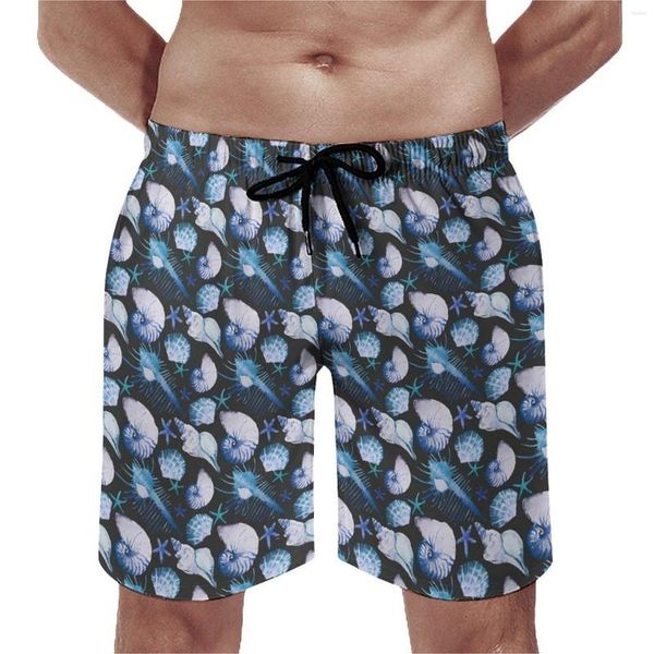 Shorts masculinos Board Corals com conchas Classic Beach Trunks Animal Print Homem Quick Dry Sportswear Trendy Plus Size Calças Curtas