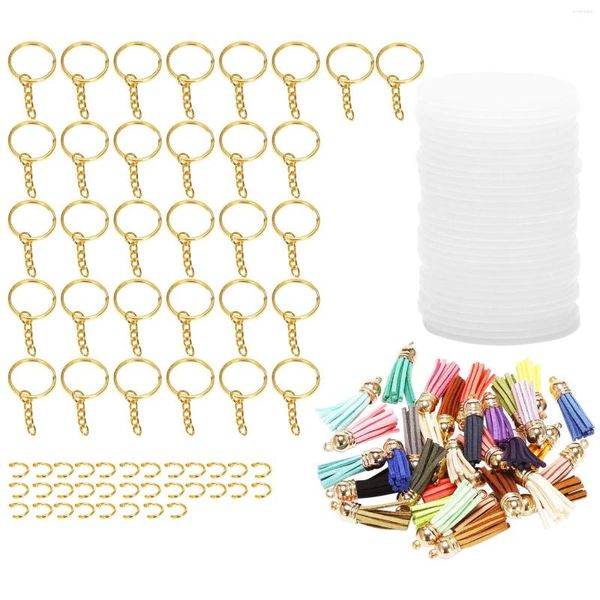 Anahtarlıklar 128pcs Akrilik Anahtarlık Boşlukları Açık Çember Diskler Anahtar Zincir 2 inç TE KEPANT KEYRING DIY Projeleri ve El Sanatları