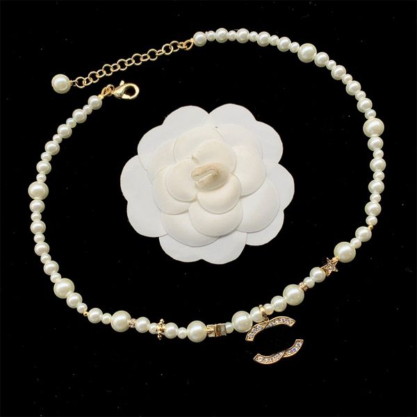 Designer-Anhänger-Halsketten für Damen, luxuriöser Schmuck, modische Perlen-Strass-Halskette