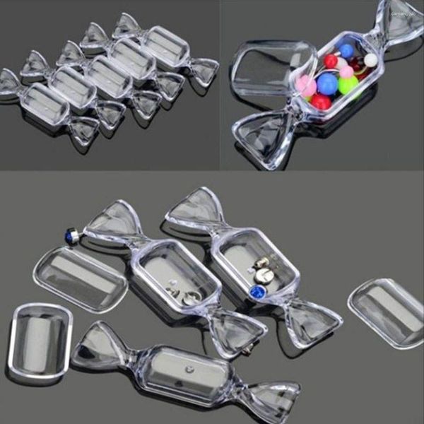 Aufbewahrungsflaschen 10 stücke Kleine Tasche Transparent Candy Form Box Kunststoff Jahr Geschenke Behälter Hohe Qualität Nette Verlobungsring Fall