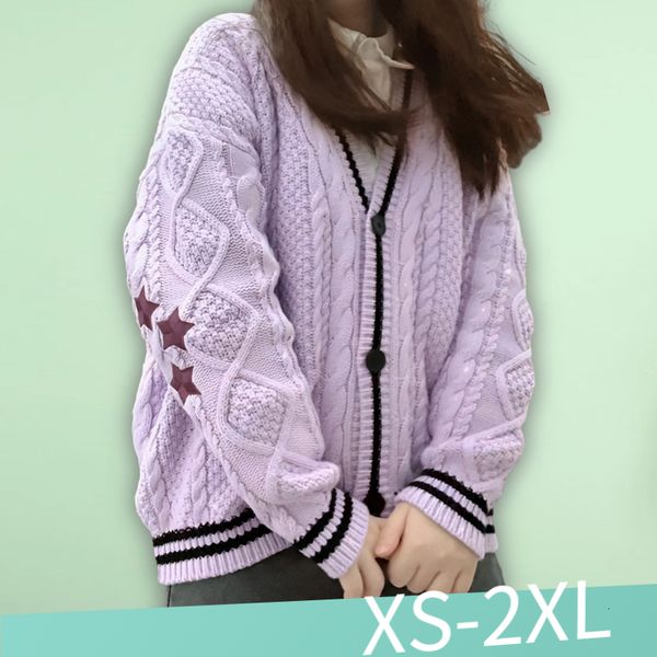 Mulheres Knits Tees S 2XL Y2K Roxo Harr Y Styles Tay Tricotado Lor Cardigan Estrela Bordado Rosa Cardigan Folk Bege Swif T Sweater 230829