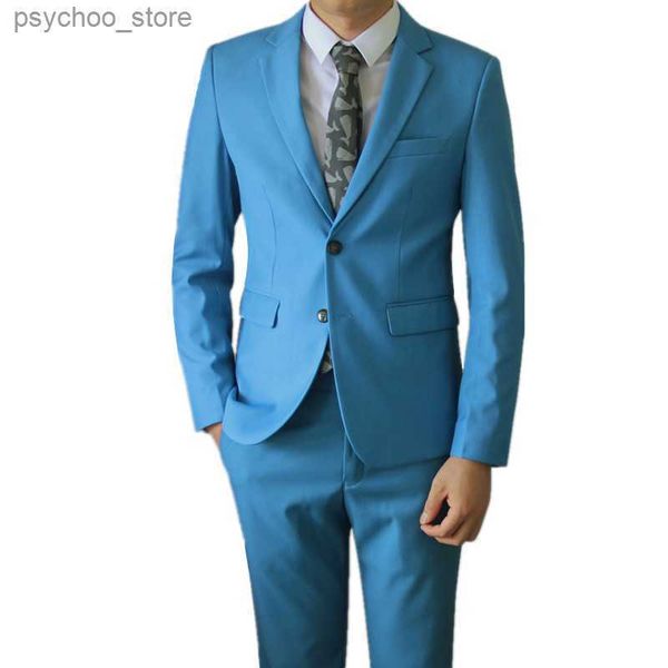 2023 Novo Negócio Boutique Masculino Cor Sólida Casamento Hostess Ternos Calças / Masculino Vestido de Noite Blazers Jaqueta Calças 2 Pcs Set Q230828