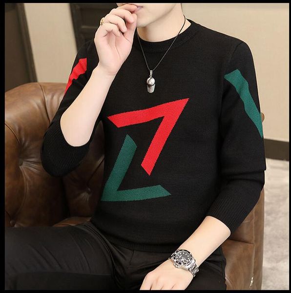 Suéter masculino designer de manga comprida listrado com capuz pequeno gola redonda jumper solto pulôver roupas masculinas