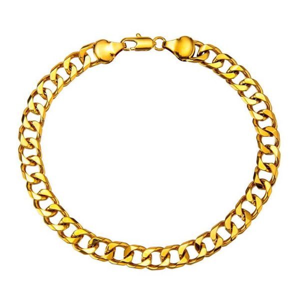 Неклеты Кромкий 7 -мм кубинский звенья цепь Золотой цвет/белый цвет 9 10 11 дюймов браслет для женщин для женщин Водонепроницаемый