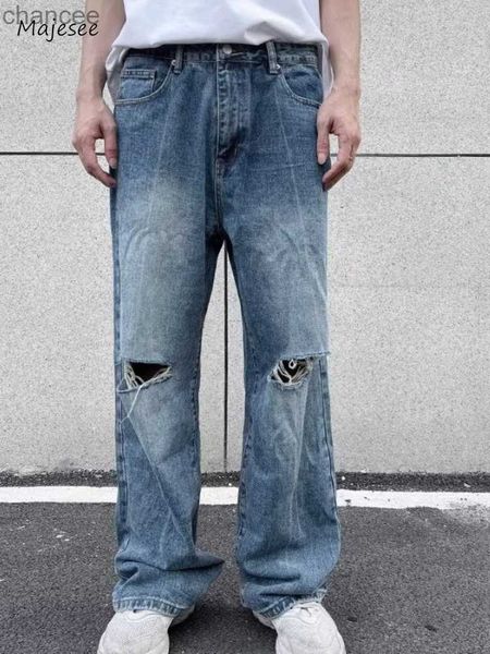Лето S-3XL Jeans Men Men Wide Denim Denim Hip Hop Streetwear Корейская модная пара удобная горячая продажа с высокой талией BF Clothing HKD230829