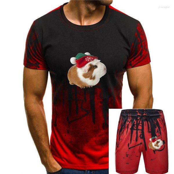 Herren Trainingsanzüge Meerschweinchen mit Weihnachtsmannmütze Weihnachts-T-Shirt