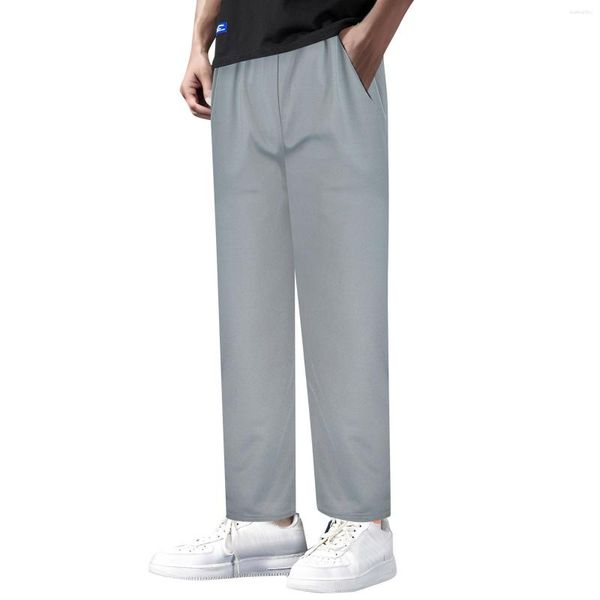 Pantaloni da uomo in rete vestibilità ampia pantaloni da jogging con coulisse sul fondo dritto casual per la corsa, allenamento, basket