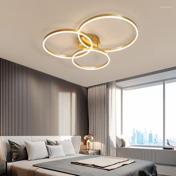 Kronleuchter Moderne LED Decke Für Schlafzimmer Wohnzimmer Esszimmer Loft Lampe Glanz Nordic Kreative Runde Ring Licht