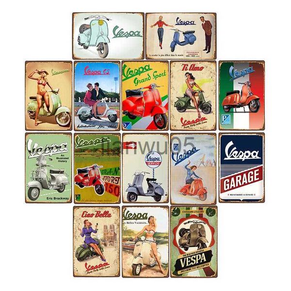 Metal pintura vespa retro metal estanho sinais motocicleta placa pub bar garagem decoração da parede cartaz decoração de casa 2030 cm x0829