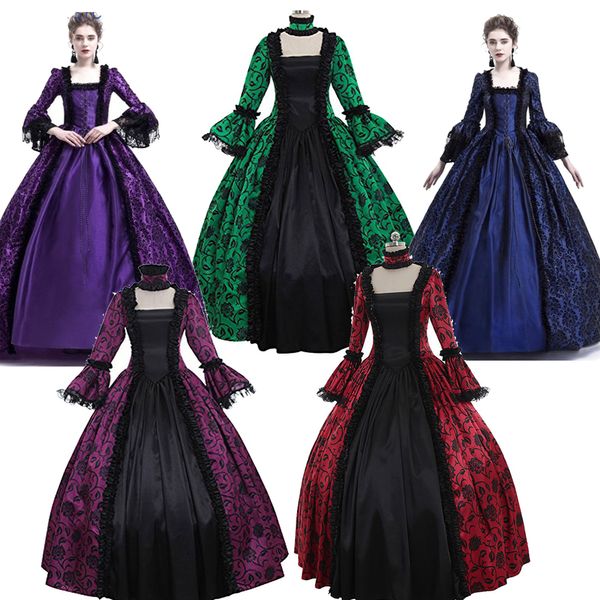 Vestidos sexy urbanos plus size 5xl steampunk vintage mulheres vestido medieval gótico senhora renda manga traje de halloween atacado gota 230829