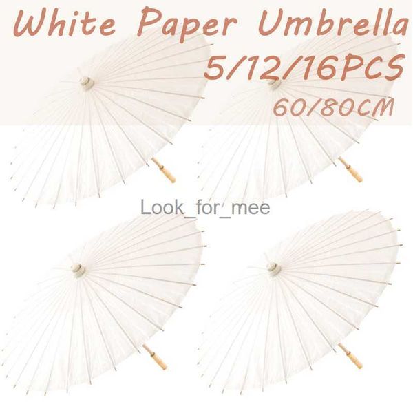 5/12/16 PCS Guarda-sol de papel Guarda-chuva de papel para casamento Favor de festa 60/80 cm Guarda-chuvas de bambu para peças centrais do chá de panela Adereços de fotos HKD230828