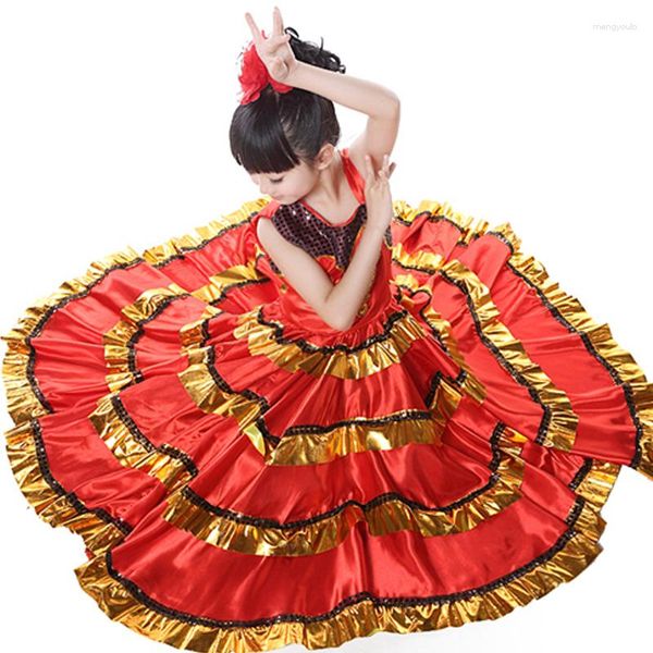 Palco desgaste 110-150cm criança flamenco dança vestido espanhol paso doble traje meninas dancewear para menina