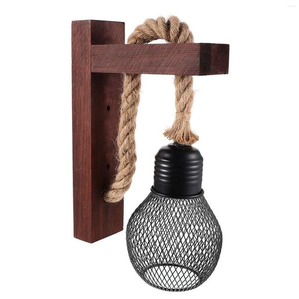 Lâmpada de parede rústica arandela lâmpadas luz cabeceira luzes do agregado familiar arandelas corda plug pendurado pingente madeira