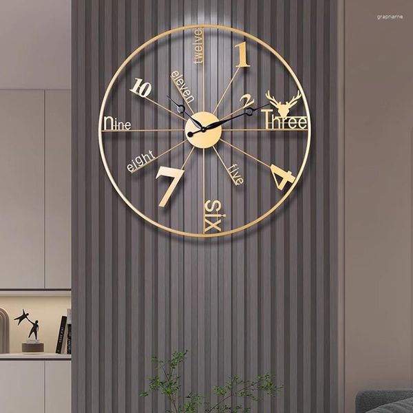 Orologi da parete Moda nordica Ristorante semplice Orologio minimalista Lusso moderno Grande arte murale Horloge Murale Decorazioni per la stanza
