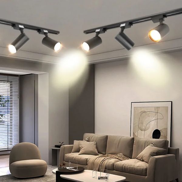 Faretti a binario a LED a soffitto Faretti COB Set completo di apparecchi di illuminazione a binario per decorazioni per la casa Negozio di abbigliamento Faretti Lampada da soffitto