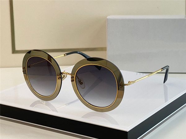Neue Modedesign-Sonnenbrille für Damen, 262, runder Rahmen, gewebte Bügel, schlichter und eleganter Stil, Outdoor-Schutz, UV-400-Linsenbrille mit Etui