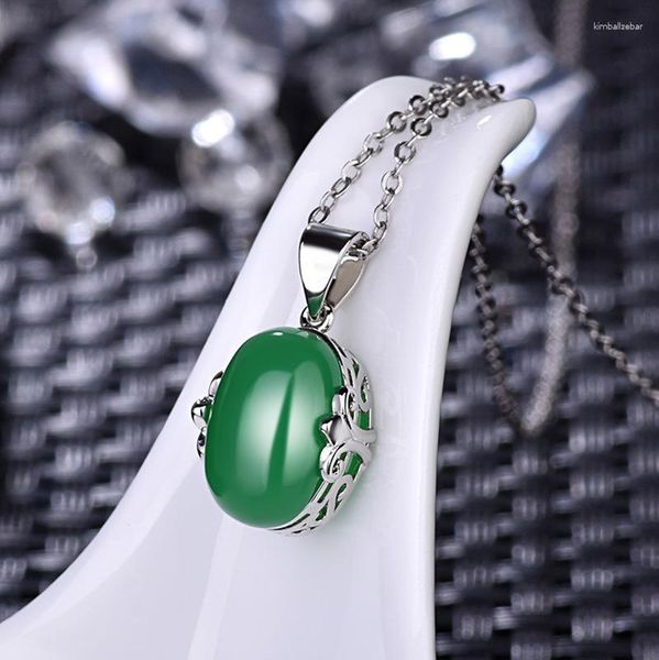 Pingente colares vintage verde vermelho pedra declaração colar pingentes para mulheres grande jóias bola presente de casamento forma oval jóias finas