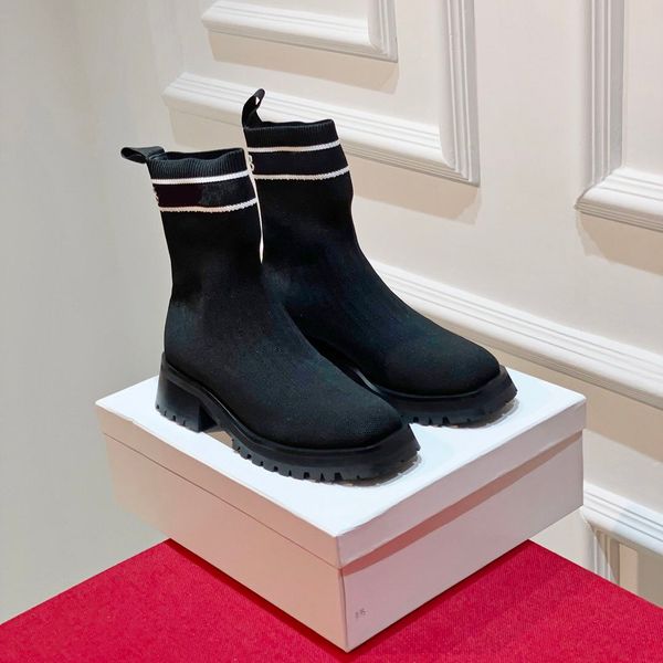 Balmais Block Stiefeletten in bester Qualität mit gemustertem Top-Absatz, Block mit klobigen Absätzen, Ledersohle, runde Zehensocken, Stiefeletten für Damen, Luxus-Designermode