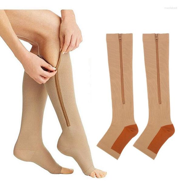 Frauen Socken 3 Paar Kompressionsstrümpfe für Männer/Frauen Sport Druck Lange Radfahren Reißverschluss Professionelle Beinunterstützung Dicke Socken