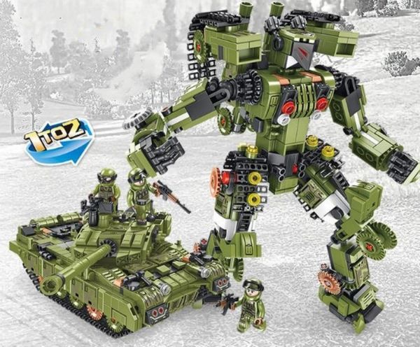 Militar Minifig Blocks Blocks Tank Block Transformer Robots Small Plástico Partícula de brinquedo militar Construir transformador de bloco Devastator Toys Kid Creative DIY Toy