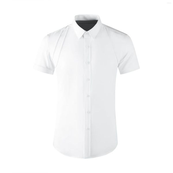Camisas casuais masculinas de alta qualidade jóias de luxo vintage formal verão mangas curtas vestido em branco simples sublimação trabalho shirtgood
