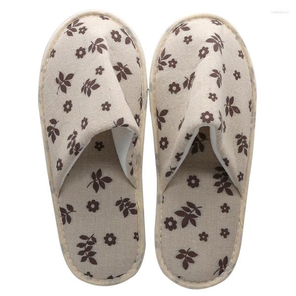 Тапочки напечатано льняное лето одноразовое эль-комната салон красавица модные пляжные сандалия