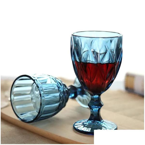 Бокалы для вина в европейском стиле, тисненое стекло, витражный пивной бокал, винтажная бытовая чашка для питья сока, утолщенная капля, доставка на дом, Garde Dhujc