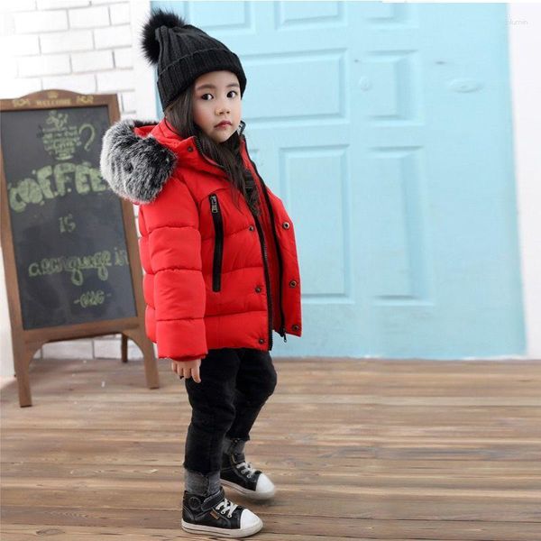 Daunenmantel Baby Mädchen Mäntel Jacke Winter Kinder Parkas Warme Outwear Für Kinder Kunstpelz Mit Kapuze Mädchen Jungen Baumwolle Tops