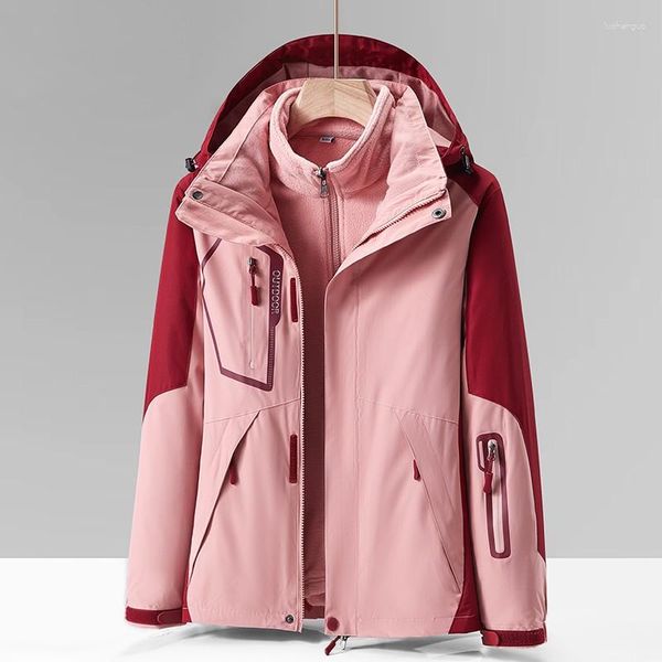 Giacche da donna Giacca invernale da donna marrone chiaro Cappuccio foderato in lana Cappotto casual solido con dolcevita tascabile manica con cappuccio