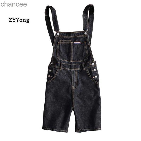 Moda bolso jeans macacões rua denim bib macacão para homem suspender calças tamanho S-5XL shorts masculinos hkd230829