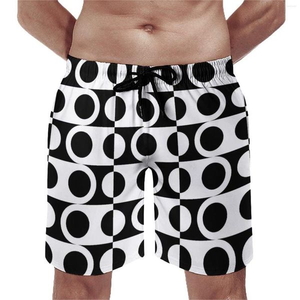 Pantaloncini da uomo Summer Board Nero Bianco Bicolore Running Retro Modern Mod Beach Hawaii Costume da bagno ad asciugatura rapida Taglie forti