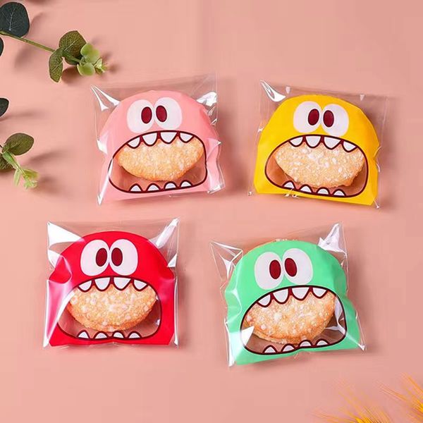 100 pezzi Little Monster Autodesivo Borsa Snowfulke Crivelle Cispitto Cancing Nougat Biscuit Packaging Borse Candy Bag Z0054