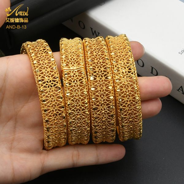 Bangle Aniid Африканский браслет для женщин очаровывает браслеты Dubai Jewelry Mama 24K Золотая с золотой.