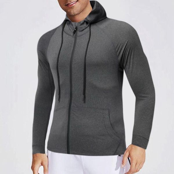 Erkek Ceket Hoodie Zip Sweatshirt Grafik Fermuar Cep Sporları Açık Mekan Düz Renk Günlük Hoodies İnce Sweatshirts