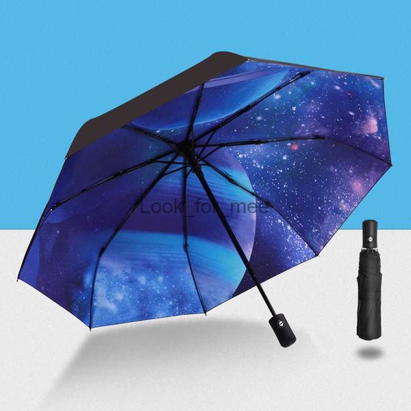 Legal verão céu estrelado impressão digital guarda-chuva para mulheres homens guarda-sol à prova de uv à prova de chuva dobrável guarda-sóis guarda chuva hkd230828