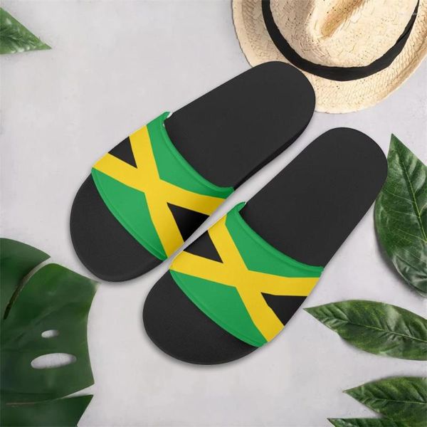 Chinelos INSTANTÂNEOS Jamaica Bandeira Impressão antiderrapante para homens mulheres confortáveis sapatos planos internos leves unissex sandalias mujer