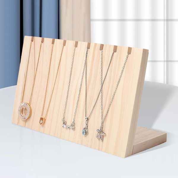 Edelsteine L-förmiger Halsketten-Schmuckständer / baumelnder hölzerner schräger Display-Aufhängerhalter / für Kettenschmuck-Anhänger-Tischshows