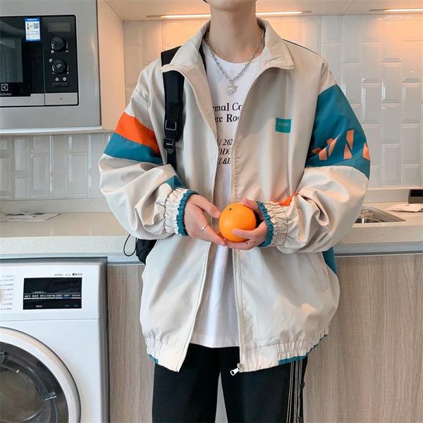 Jaquetas masculinas Japonesa Retro College Estilo Varsity Jaqueta Homens Primavera Carta Bomber Casual Rua Solta Carga Zipper Casaco Mulheres Casal