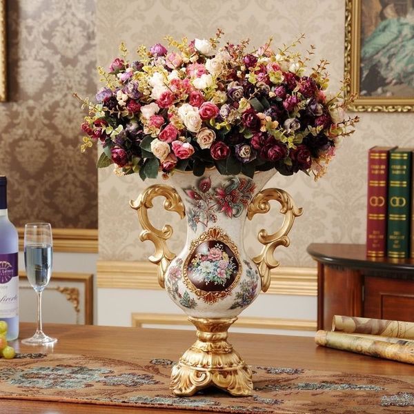 Vasi Europeo Highend Home Vaso in resina Figurine Decorazione Ornamenti decorativi retrò el Soggiorno Tavolo Falso Vaso di fiori Artigianato 230829