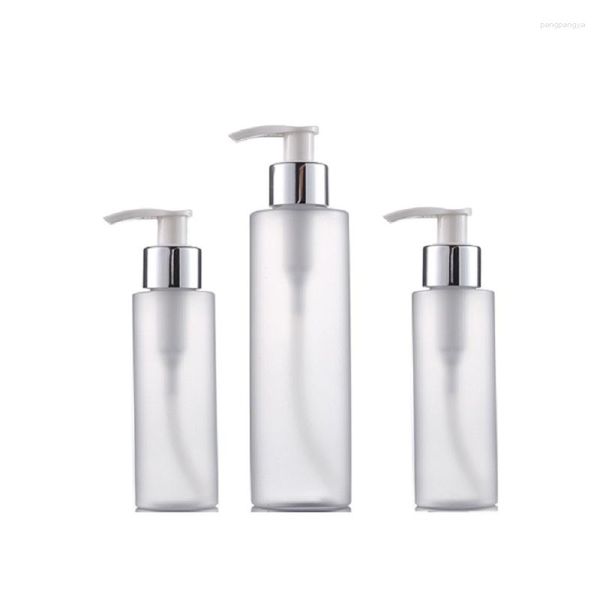 Vorratsflaschen 100ML150ML 200ML Frost PET Kunststoff Shampoo Duschgel Flasche Glänzend Silber Pumpe Tragbare Kosmetik Nachfüllbar Leere 25 Stück